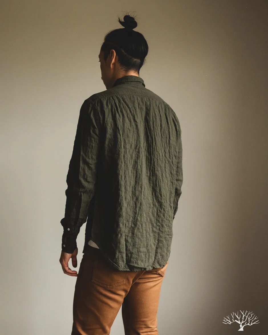 Olive Winter Seersucker Work Shirt