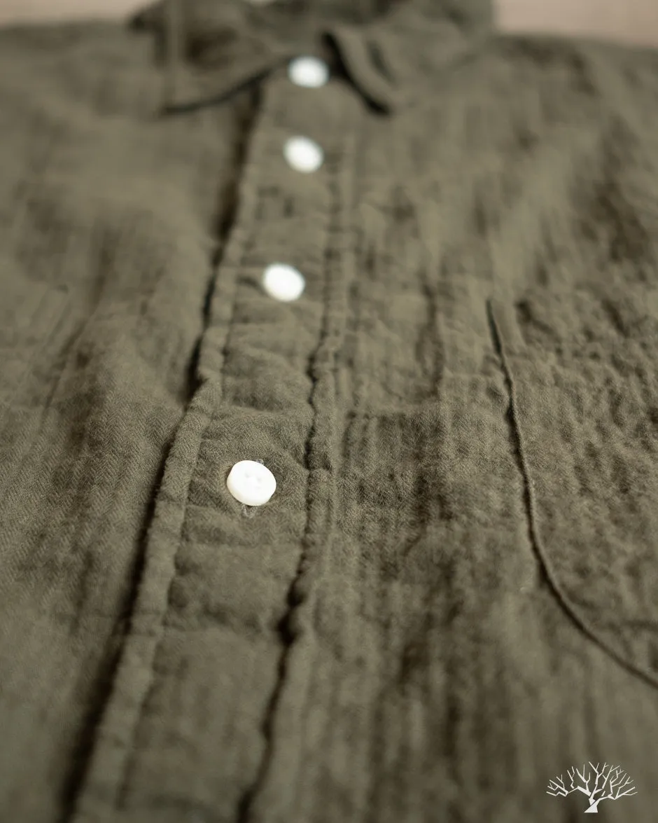 Olive Winter Seersucker Work Shirt