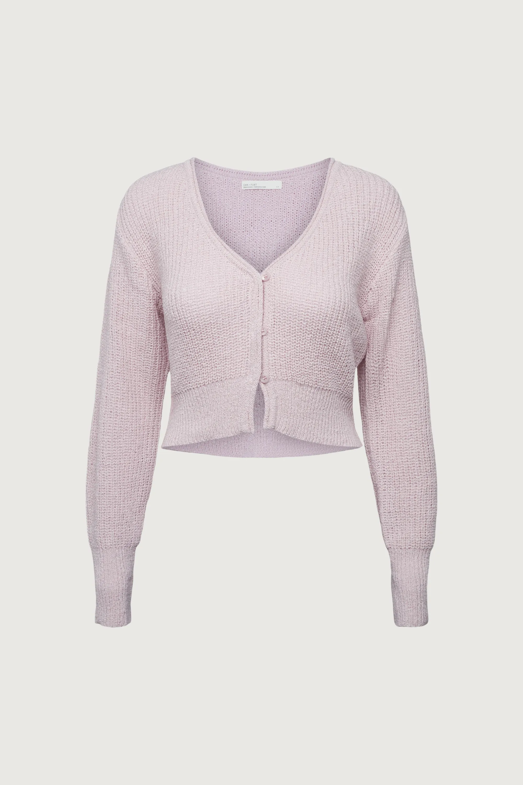 RIBBED BUTTON-FRONT CROPPED CARDIGAN
