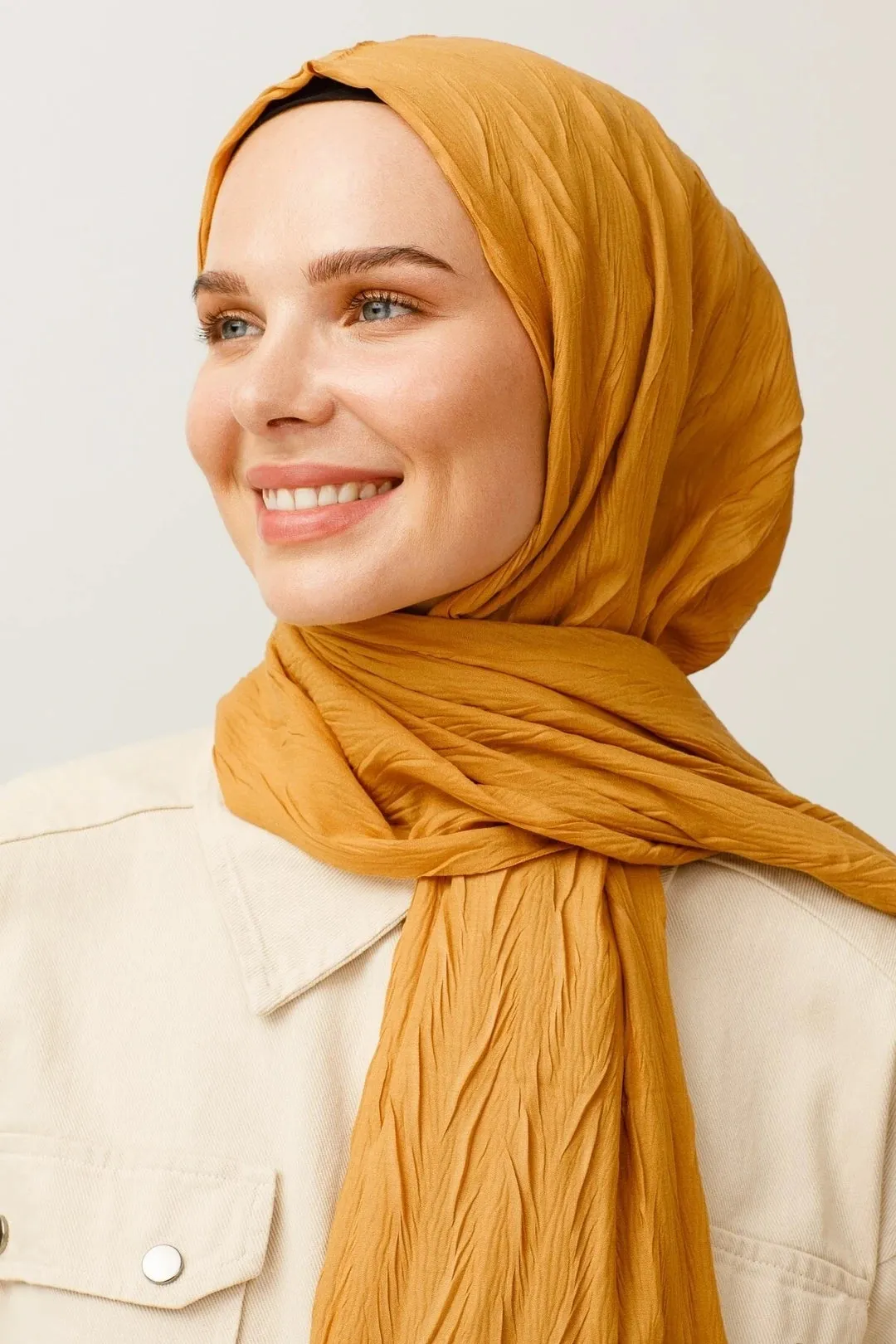 Saffron Pleated Bamboo Hijab