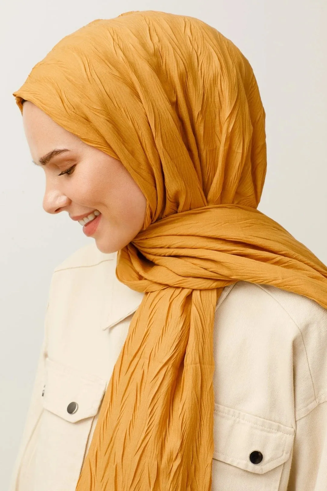 Saffron Pleated Bamboo Hijab