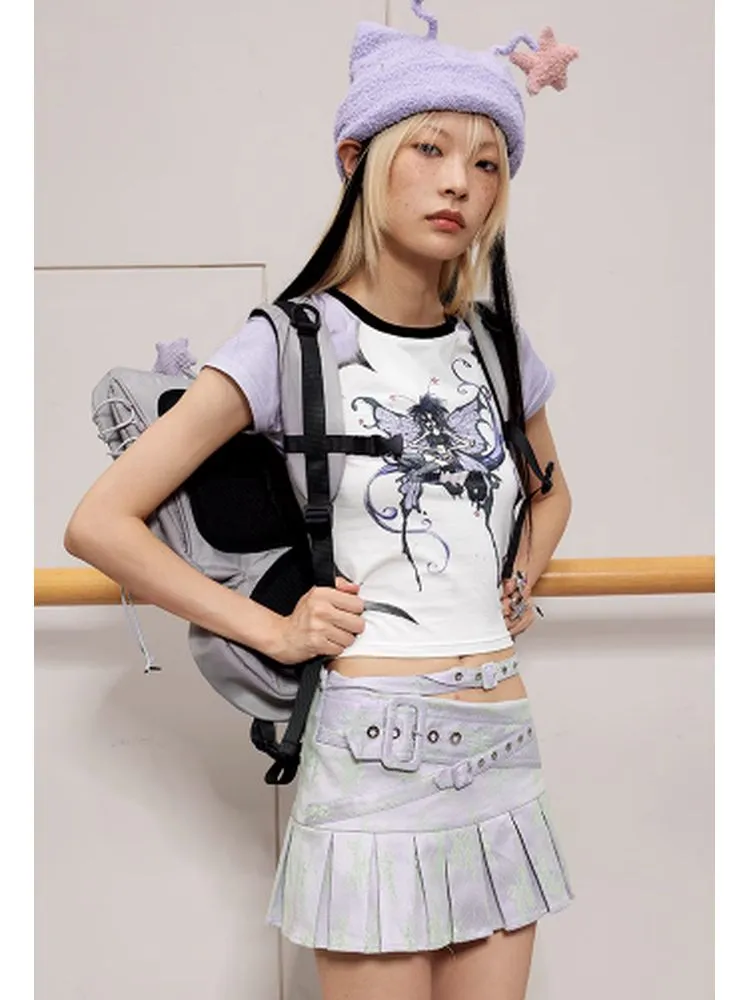 Satin pleated skirt【s0000002603】