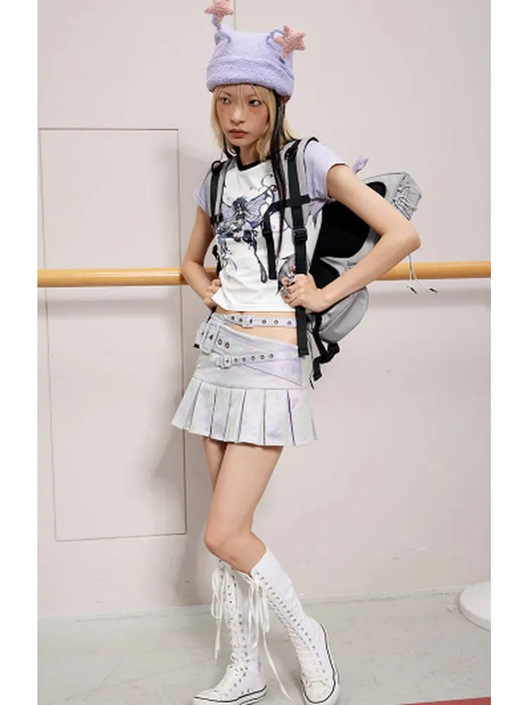 Satin pleated skirt【s0000002603】