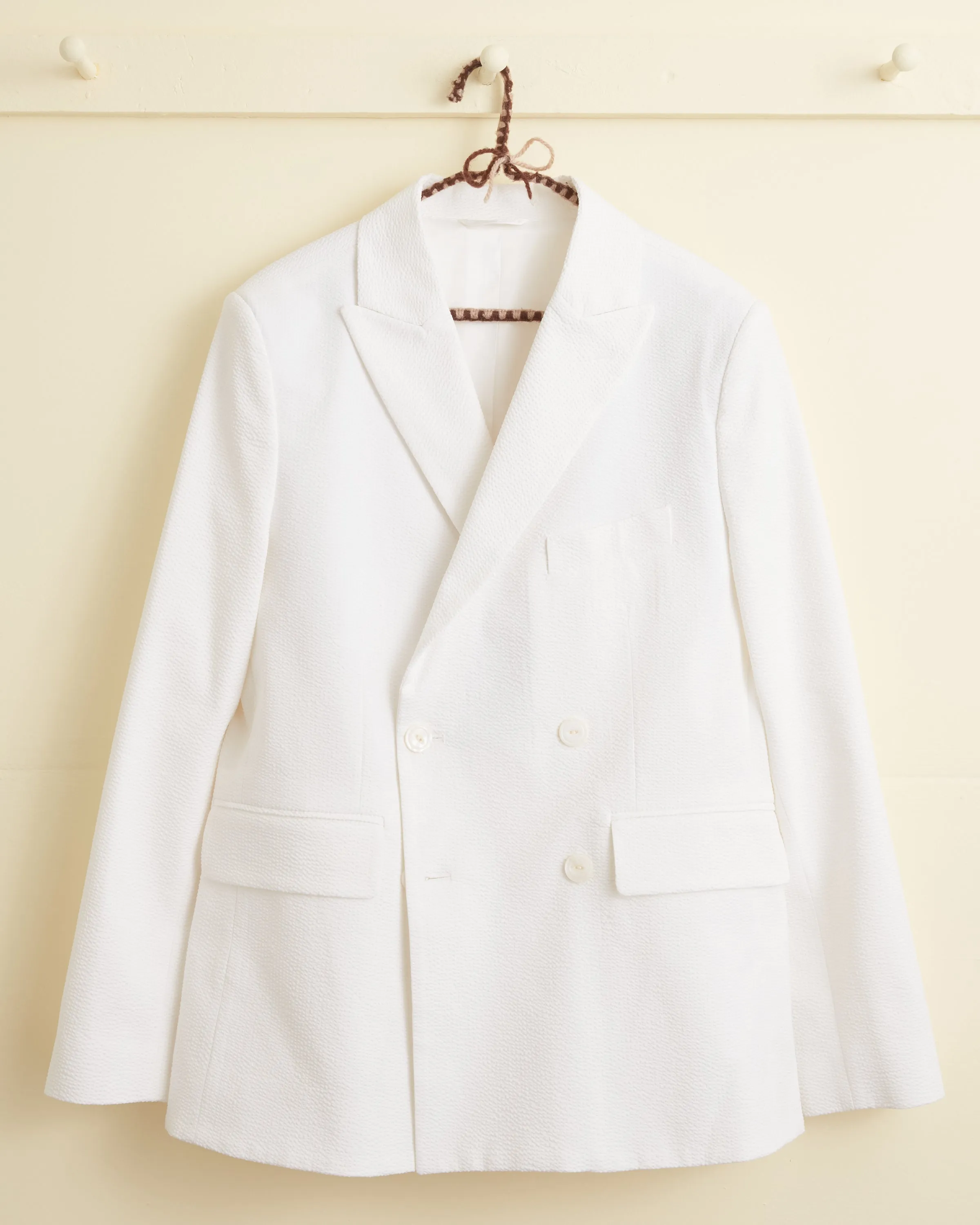 Seersucker Double-Breasted Suit Jacket