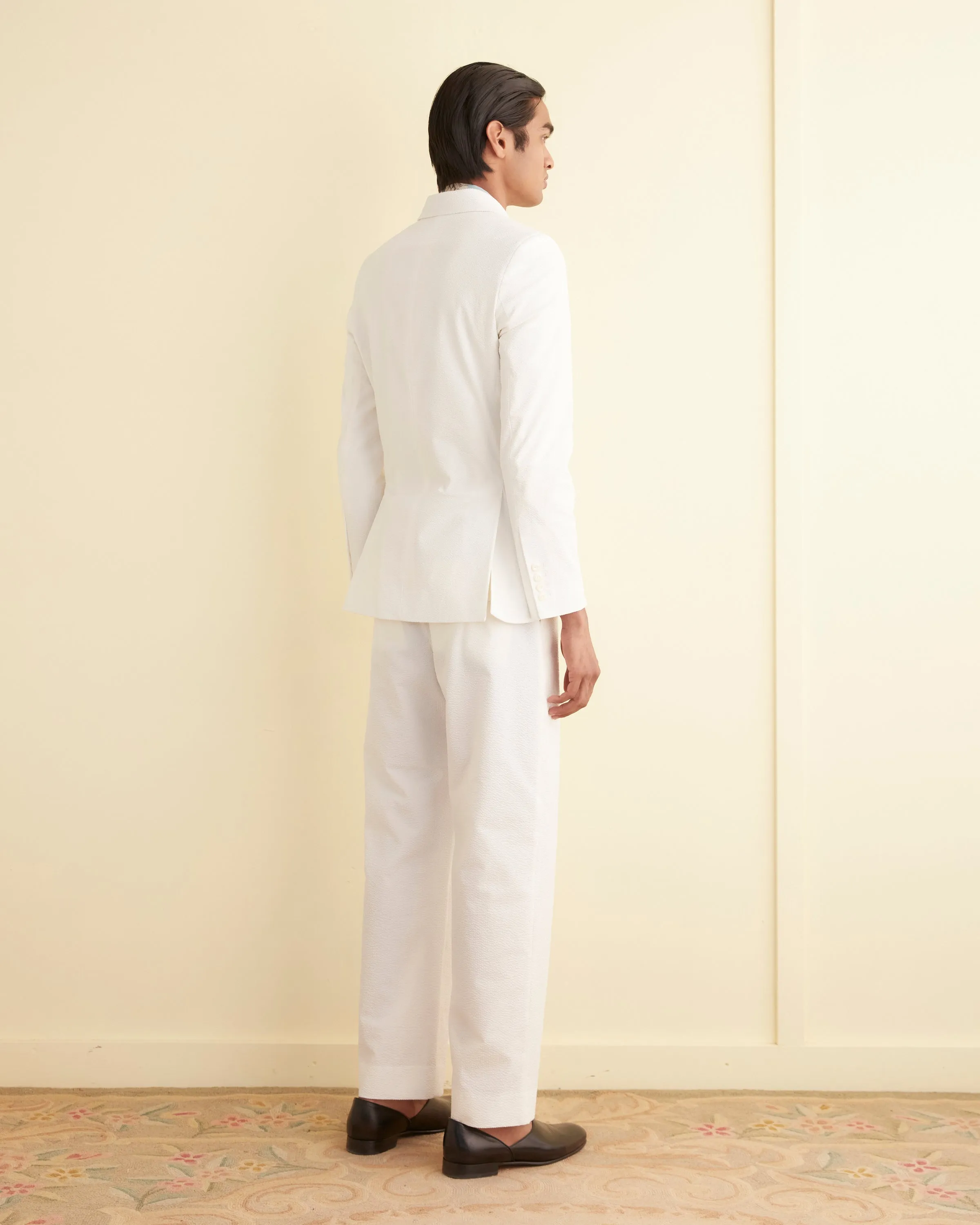 Seersucker Double-Breasted Suit Jacket