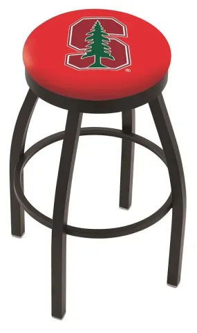 Stanford Cardinal HBS Black Swivel Bar Stool with Red Cushion