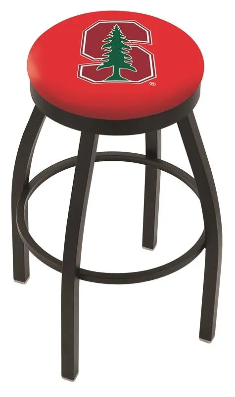 Stanford Cardinal HBS Black Swivel Bar Stool with Red Cushion