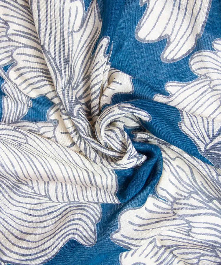 Sun Protection Cardigan  / Blue Green Hibiscus Boho Kimono Cardigan