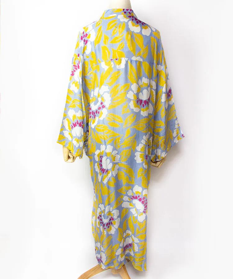 Sun Protection Cardigan / Yellow Peony Boho Kimono Cardigan