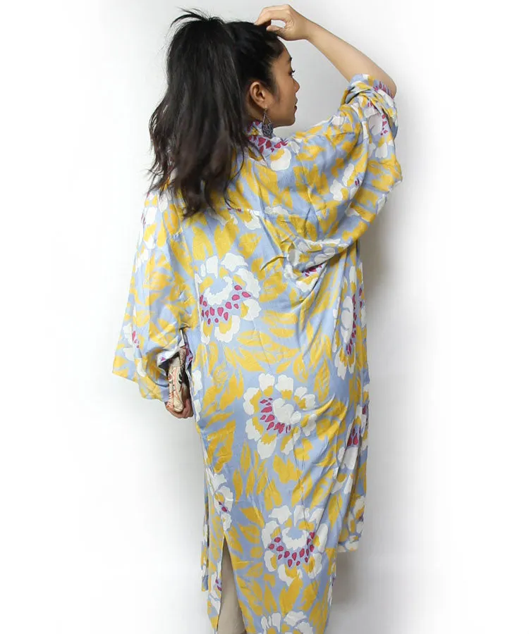 Sun Protection Cardigan / Yellow Peony Boho Kimono Cardigan