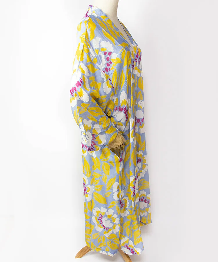 Sun Protection Cardigan / Yellow Peony Boho Kimono Cardigan