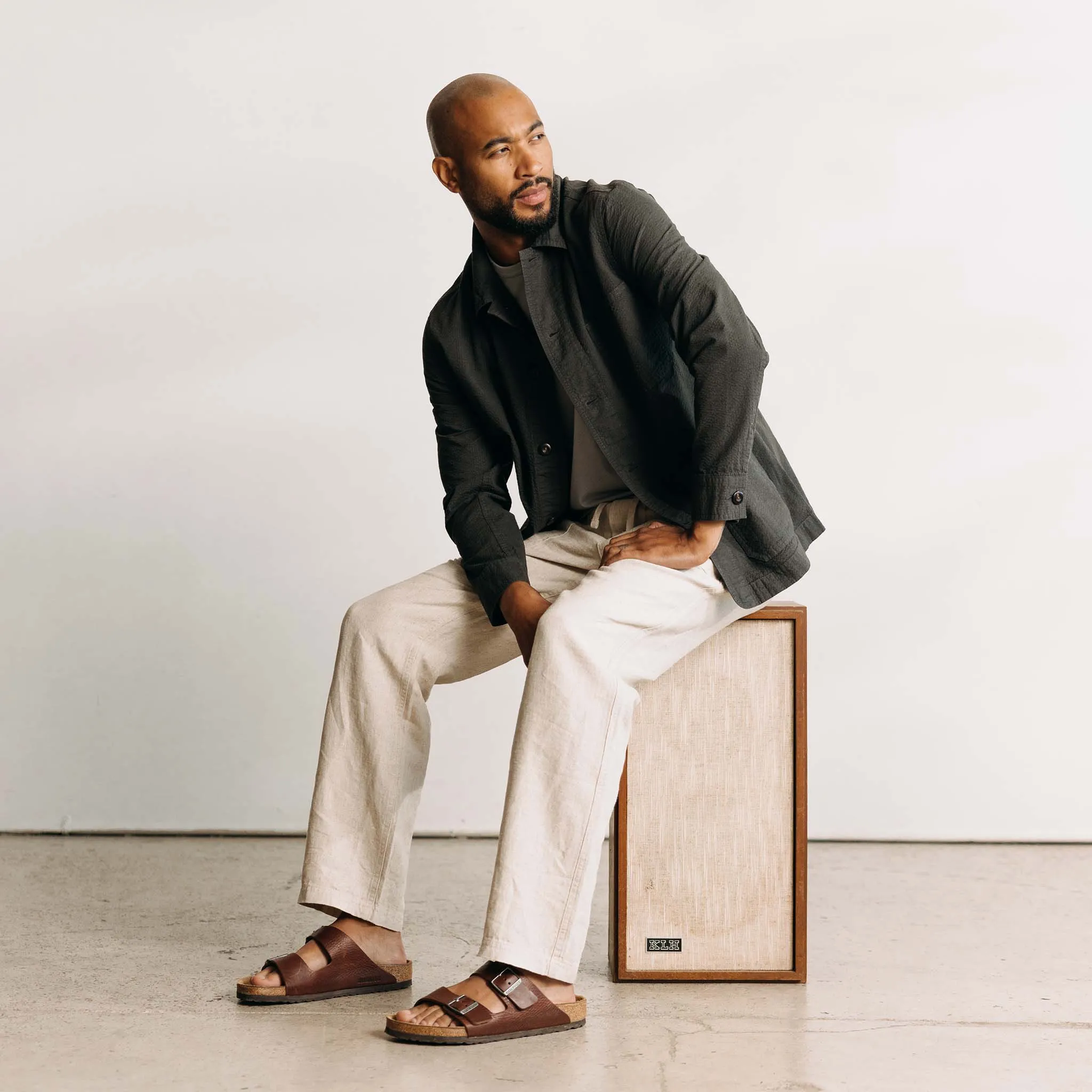The Ojai Jacket in Faded Black Seersucker