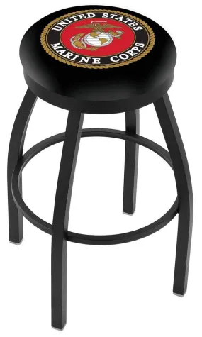U.S. Marines Holland Bar Stool Co. Black Swivel Bar Stool with Cushion