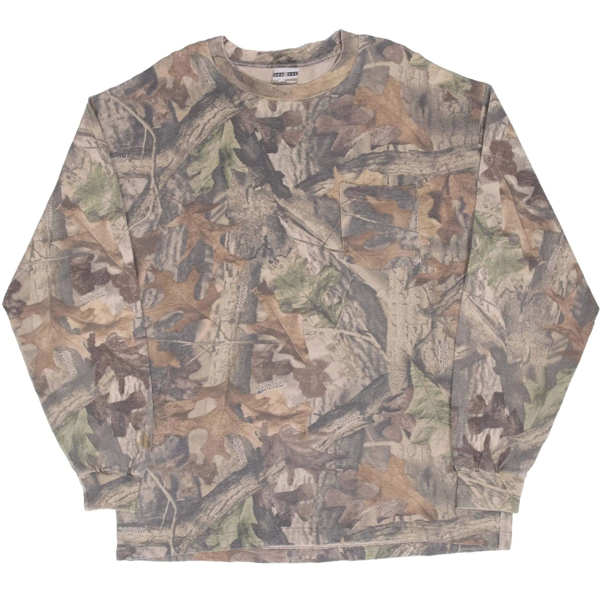VINTAGE HUNTING ADVANTAGE TIMBER CAMO LONG SLEEVE TEE SHIRT LARGE MADE IN USA
