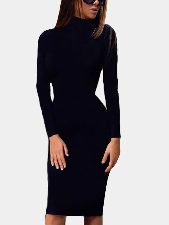 Wholesale Plain Long Sleeve Dress