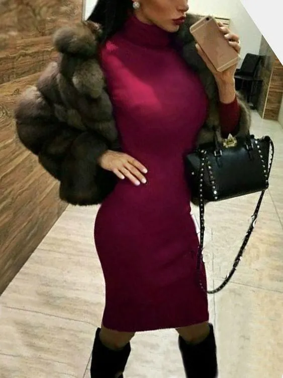 Wholesale Plain Long Sleeve Dress