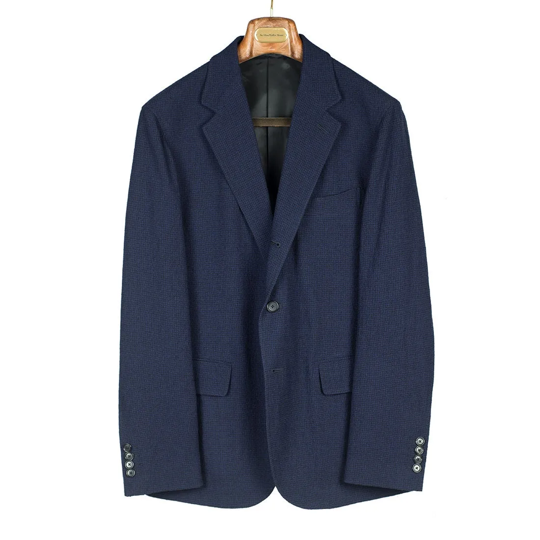 Wool seersucker sport coat, navy mini-houndstooth pattern