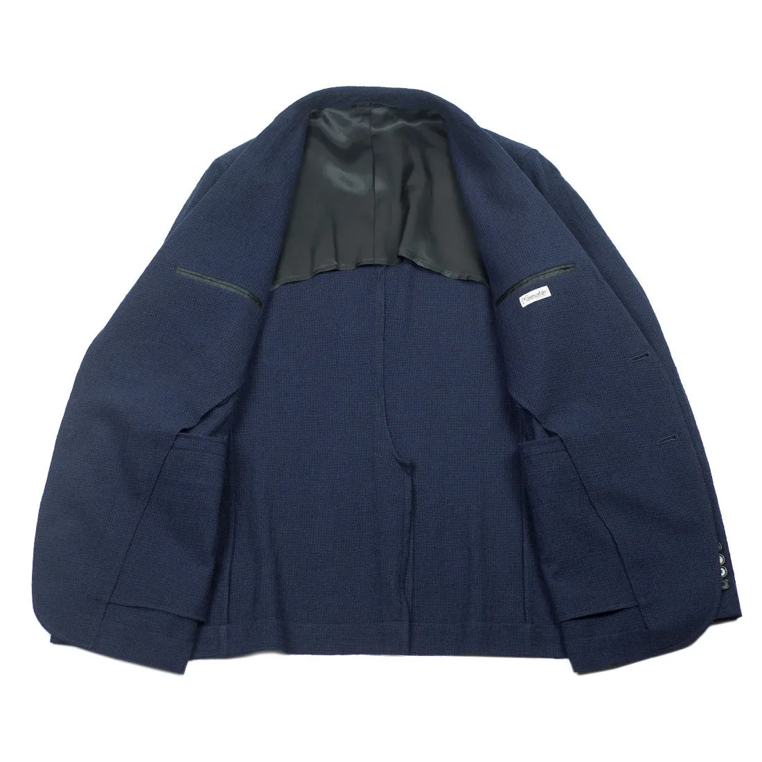 Wool seersucker sport coat, navy mini-houndstooth pattern