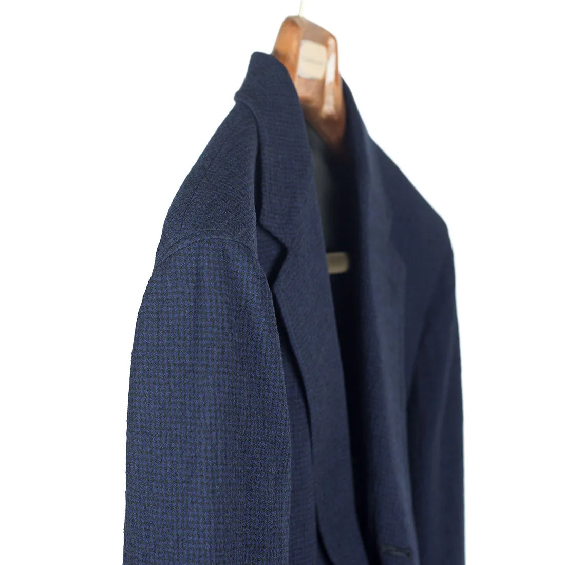Wool seersucker sport coat, navy mini-houndstooth pattern