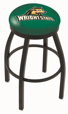 Wright State Raiders HBS Black Swivel Bar Stool with Green Cushion