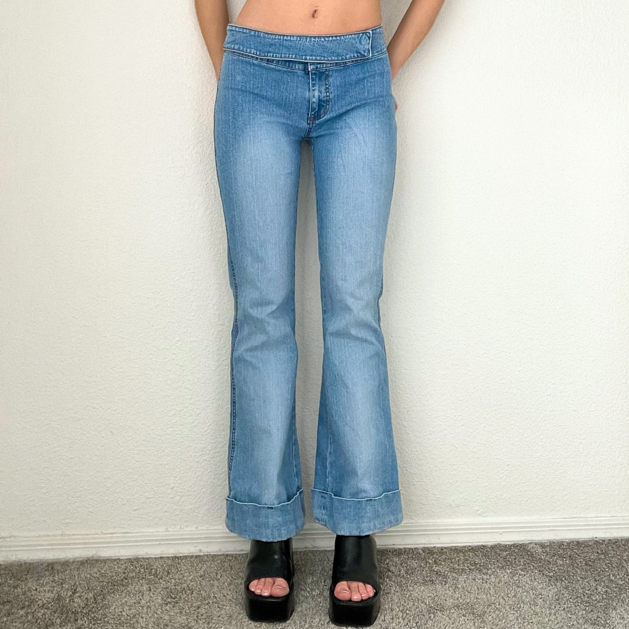 Y2K Wrap Waist Low Rise Flare Jeans