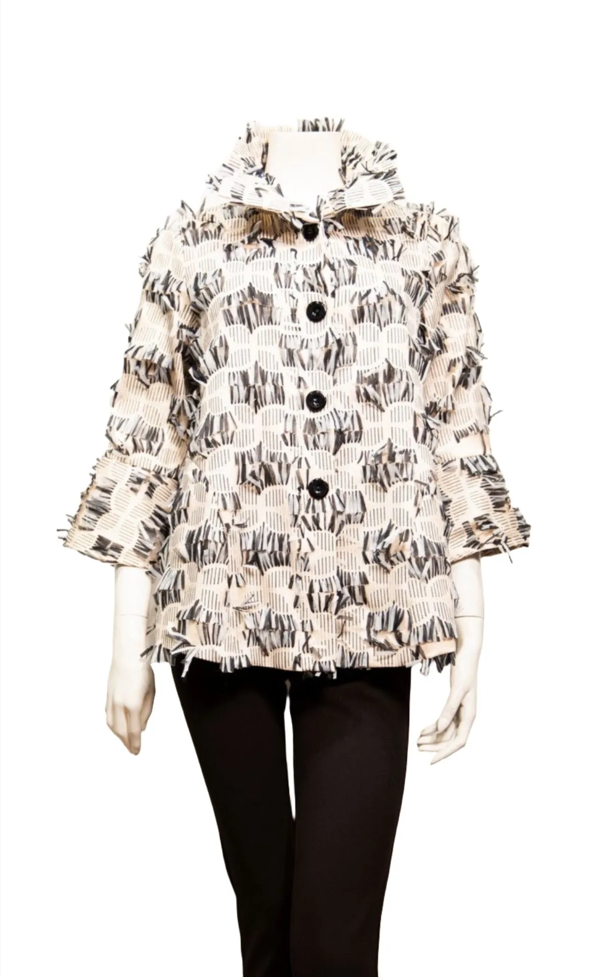 Yarn dyed jacquard jacket w/ wired collar